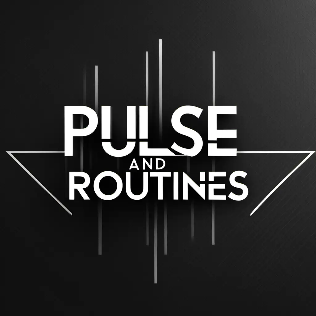 black and white logo that says, "pulse and routines"