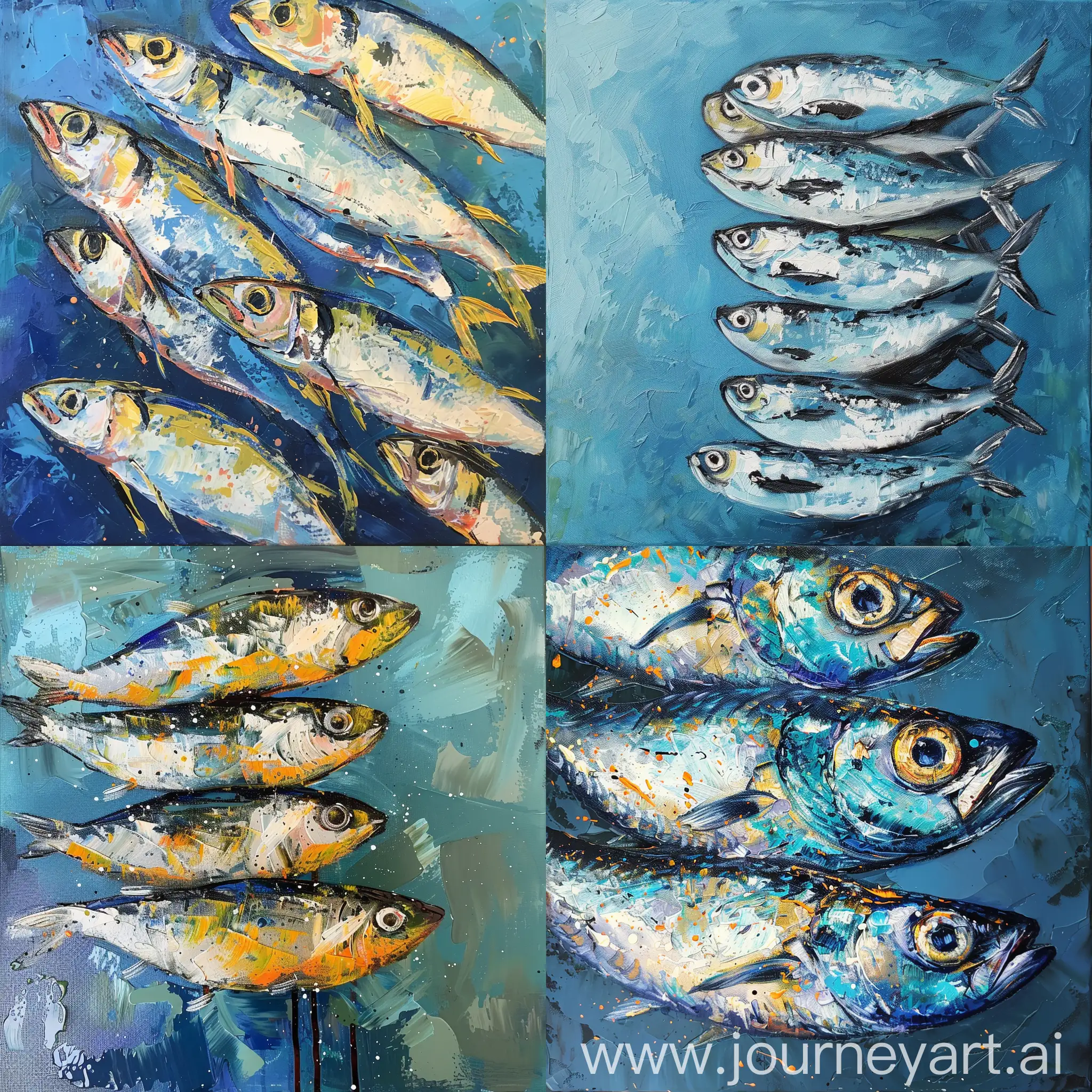 Vibrant-Acrylic-Painting-of-Sardines-in-a-Minimalistic-Style