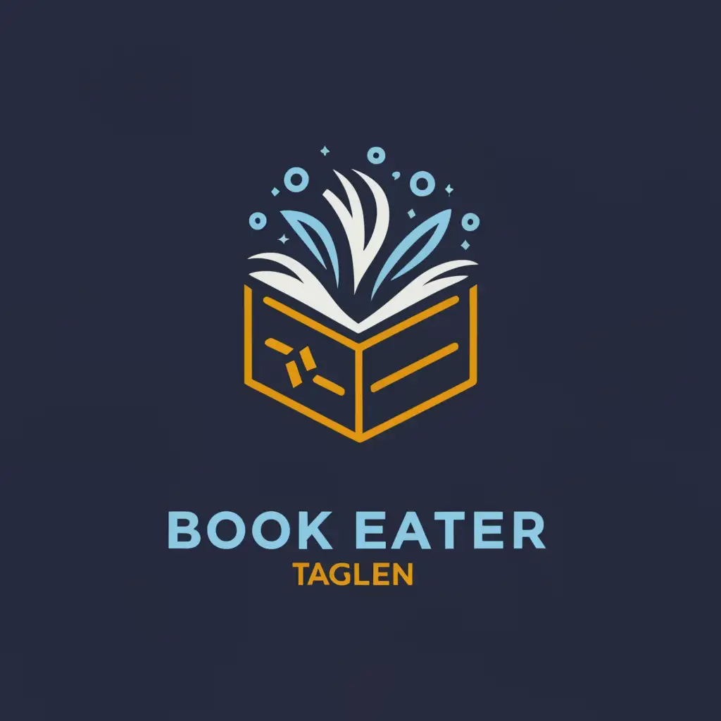 LOGO-Design-For-Book-Eater-Recycling-Book-Symbol-in-Blue-and-White-for-Education-Industry