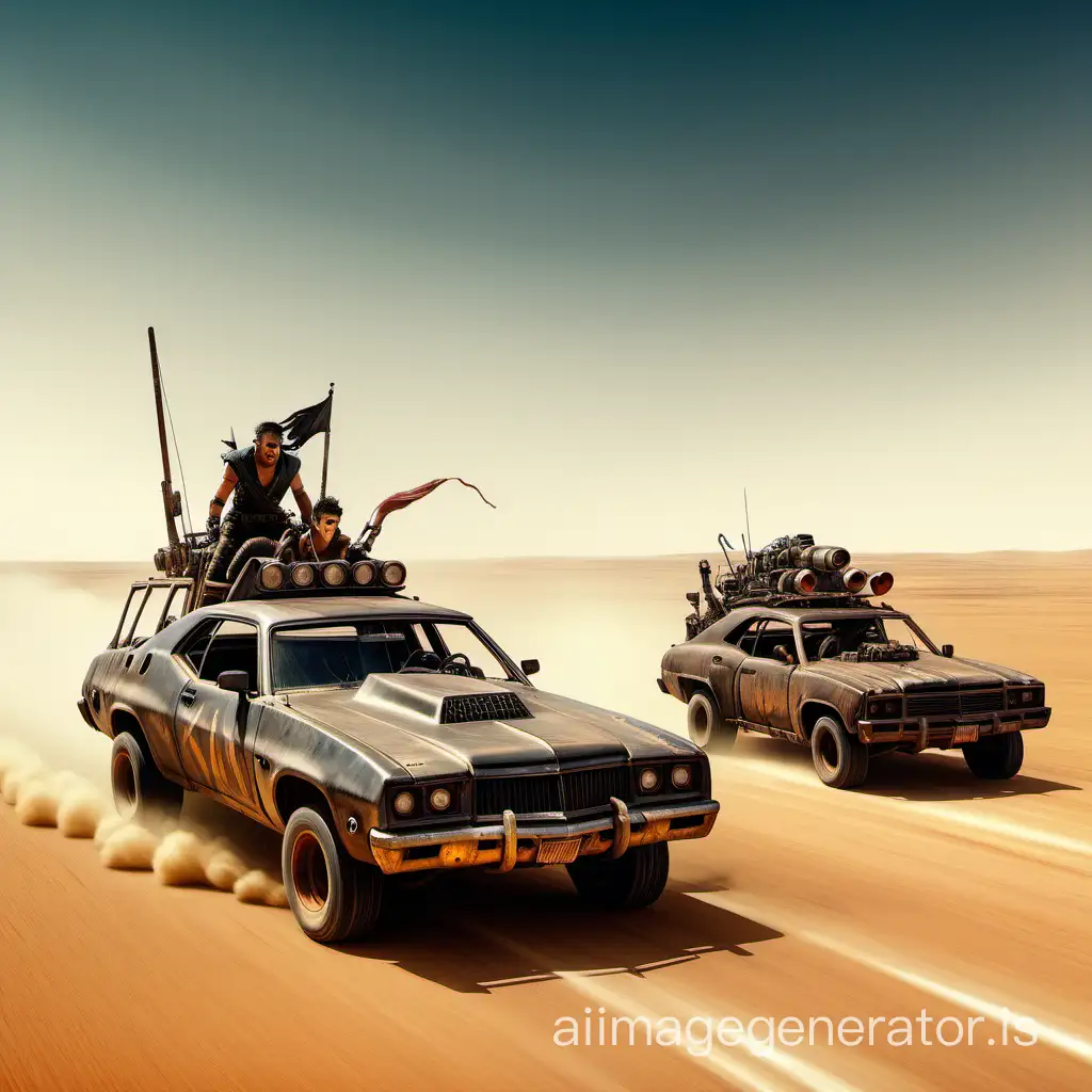 Pursuit among different means of transportation in the desert of Mad Max