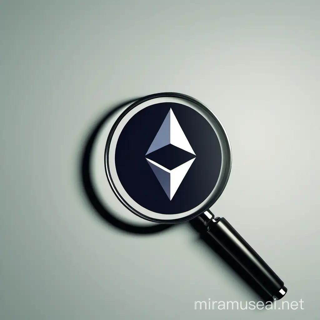 Modern Ethereum and Magnifying Glass Logo