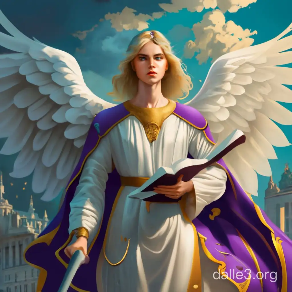 Seraphic Angelic Figure with Divine Book and Sword | Dalle3 AI