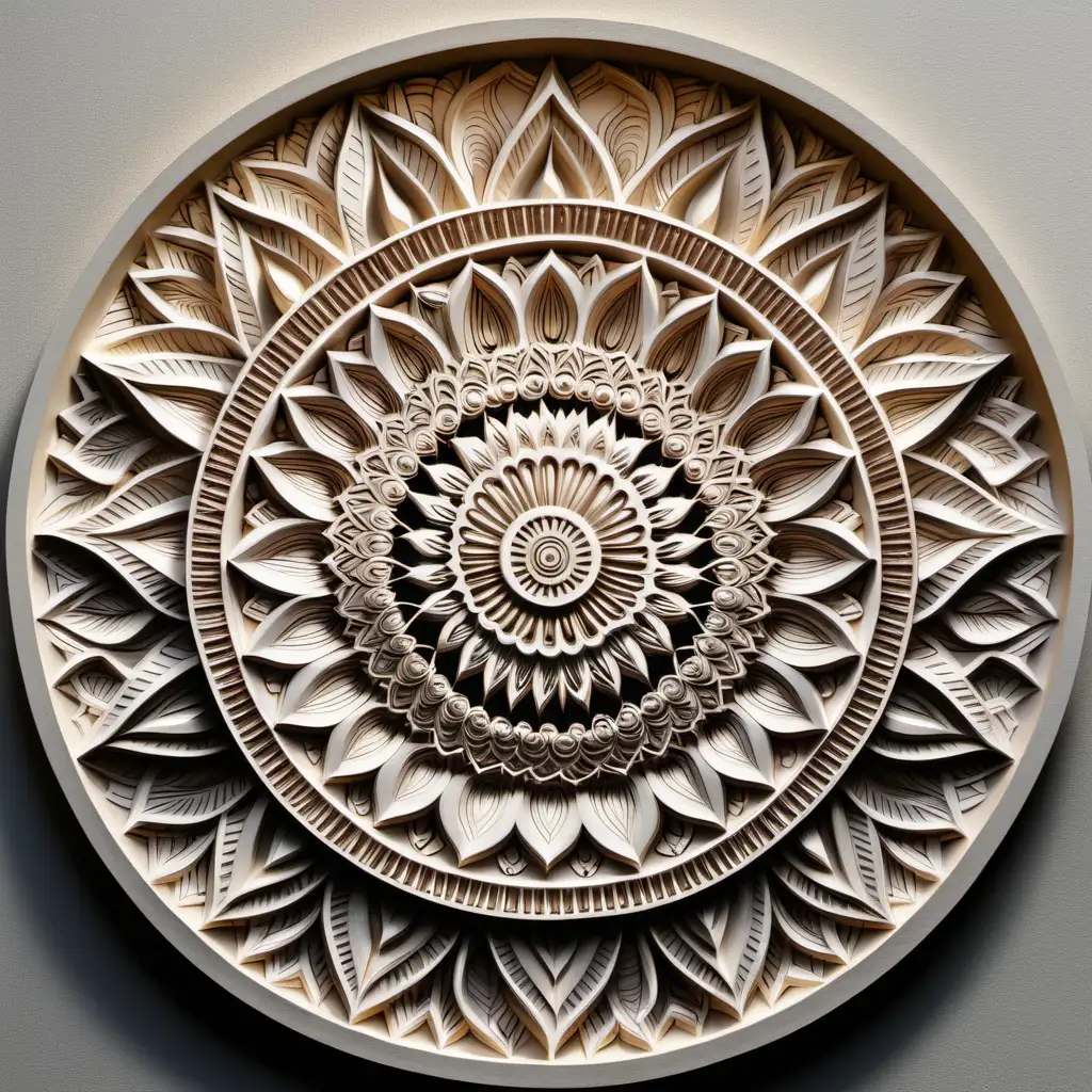 Circular Mandala BasRelief Tranquil Geometric Sculpture