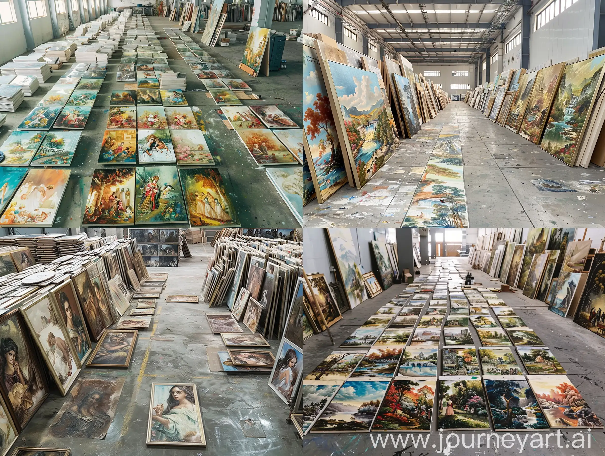 Exquisite-Oil-Painting-Factory-with-Neatly-Arranged-Artworks