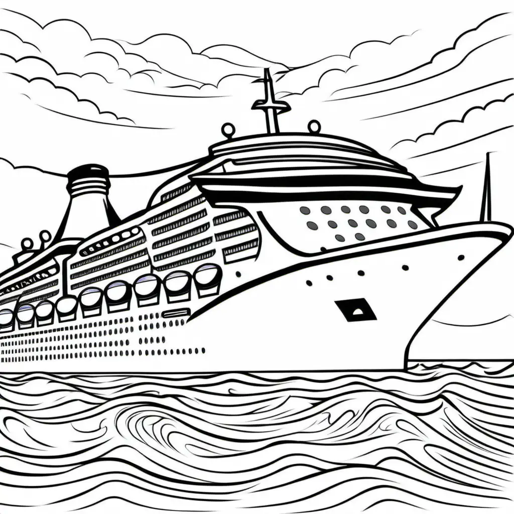 Ocean Adventure Cruise Ship Coloring Pages for Kids