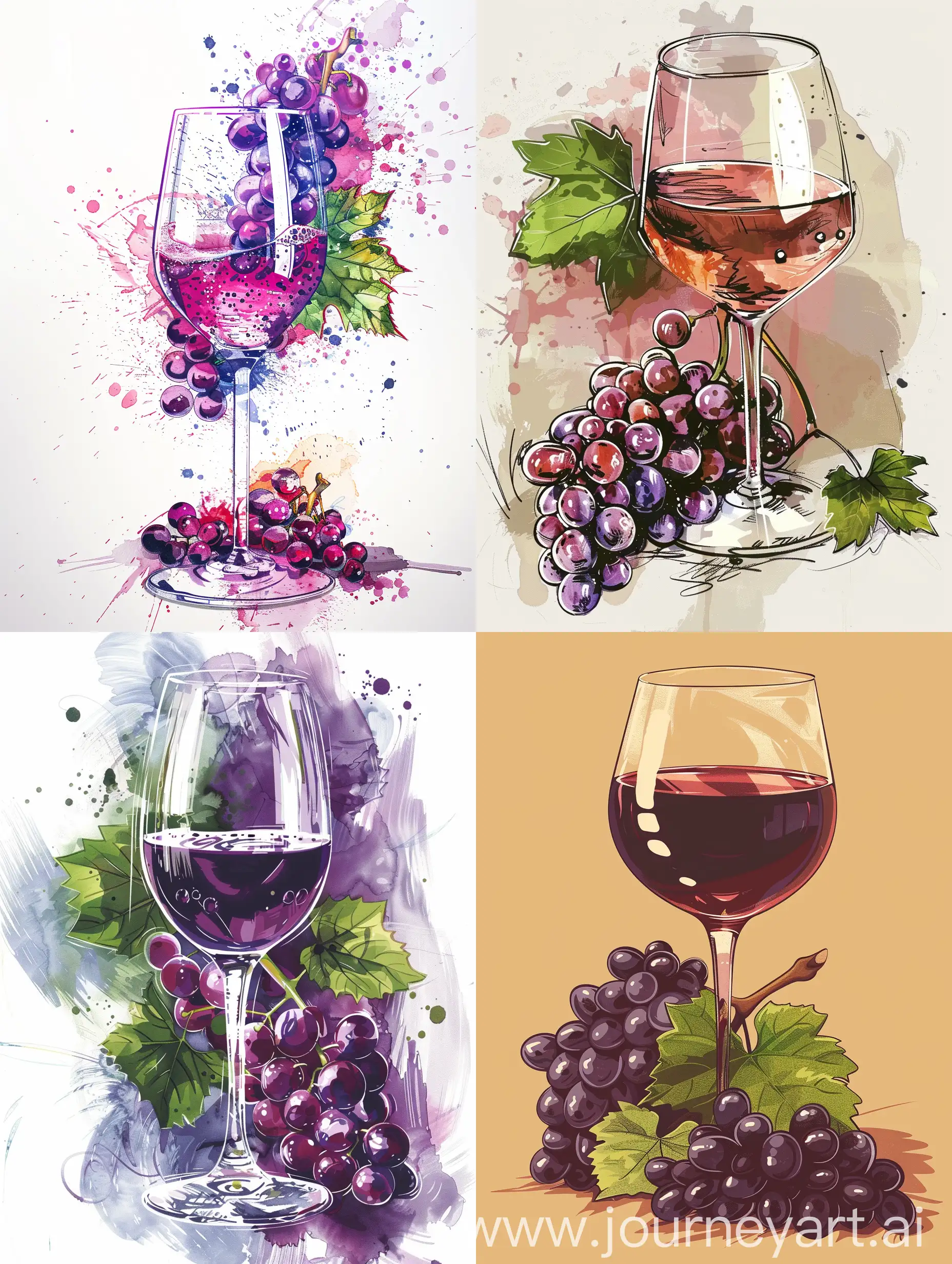 абстрактная иллюстрация бокал вина, виноград, создай свое вино