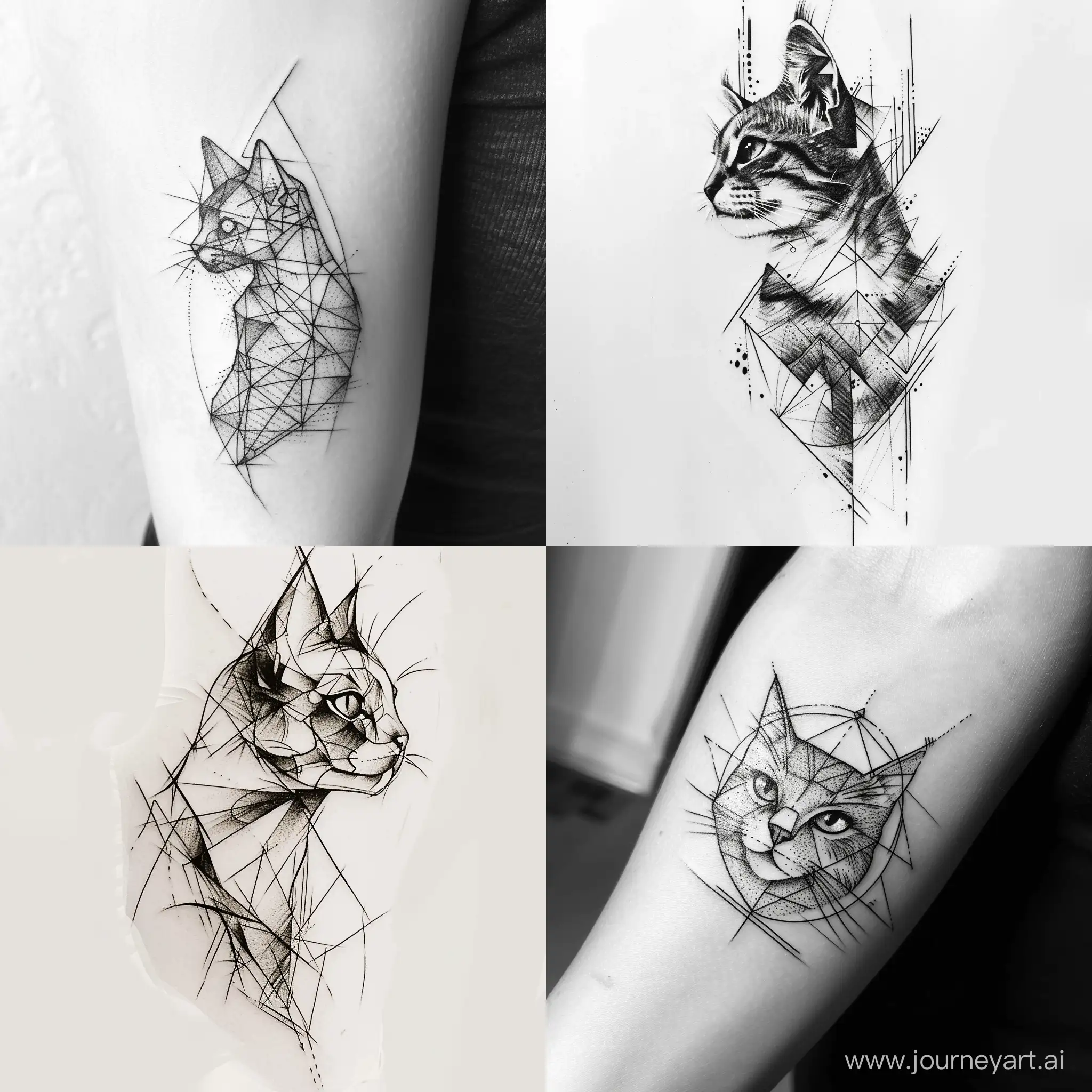 Tattoo sketch geometric cat