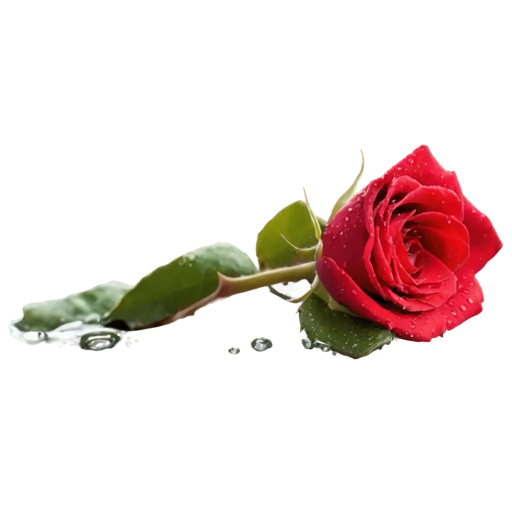 red rose with water drops in petals