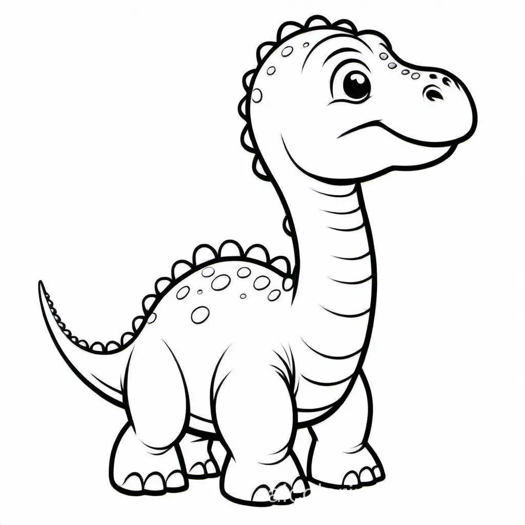 Baby Brontosaurus without background 
For kid, Coloring Page, black and white, line art, white background, Simplicity, Ample White Space. The background of the coloring page is plain white to make it easy for young children to color within the lines. The outlines of all the subjects are easy to distinguish, making it simple for kids to color without too much difficulty