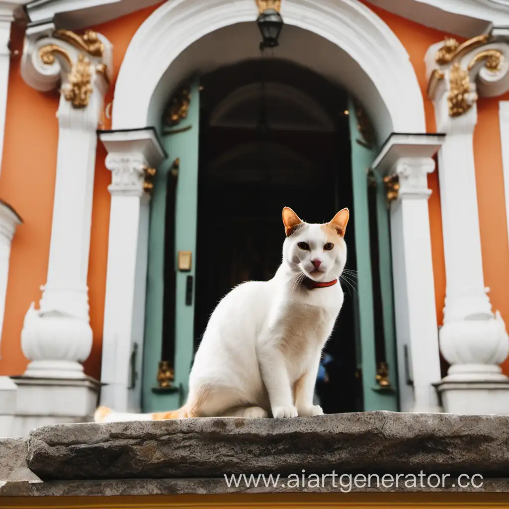 Charming-Hermitage-Cat-Relaxing-in-Courtyard