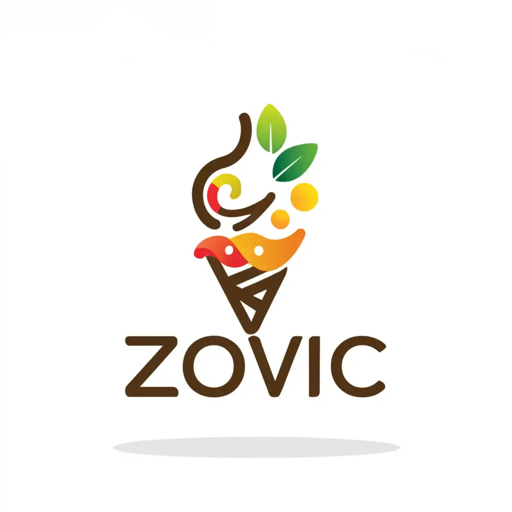a logo design, with the text 'Zovic', main symbol: Cone ice cream apple fruit, Moderate, to be used in Restaurant industry, clear background