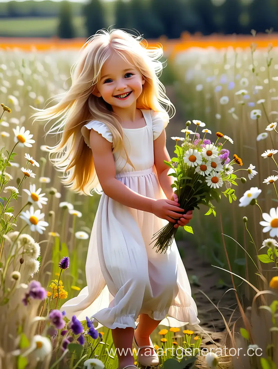 Joyful-Blonde-Girl-Gathering-Wildflowers-in-a-Sunlit-Meadow