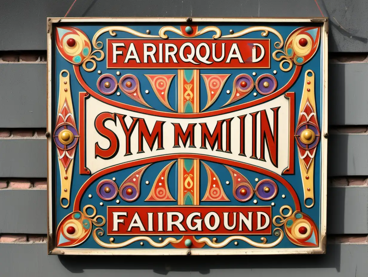Vintage English Fairground Sign with Symmetrical Ivan Bilibin Style Design