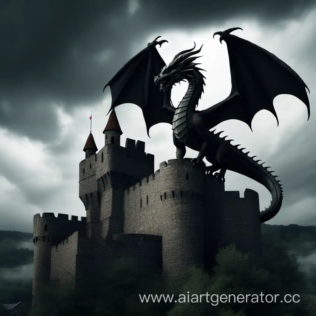 дракон на крыше мрачного замка