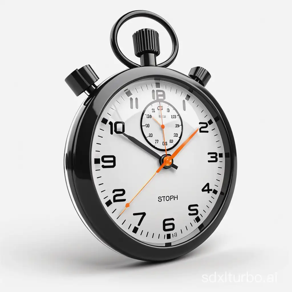 3d stopwatch icon art, clear white background, perspective