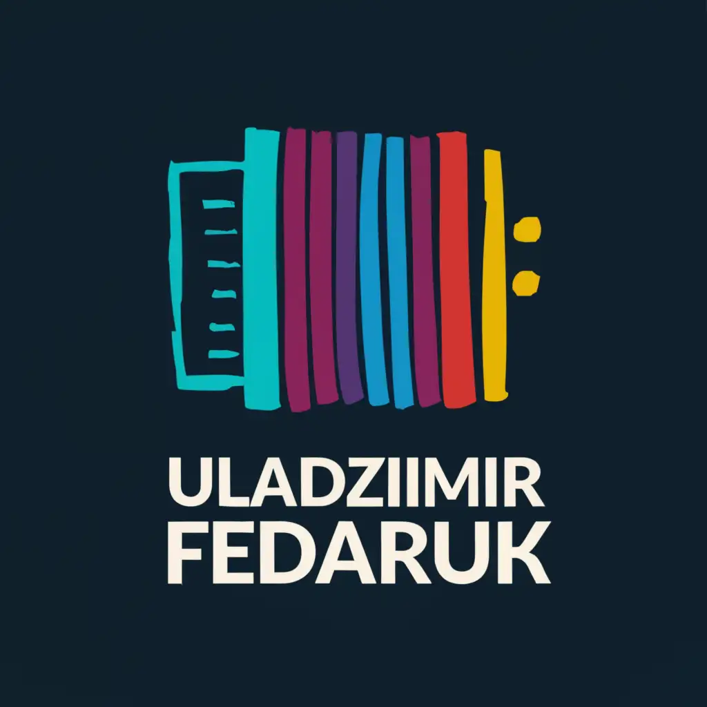a logo design,with the text "Uladzimir Fedaruk", main symbol:accordion painted with a brush,Moderate,clear background