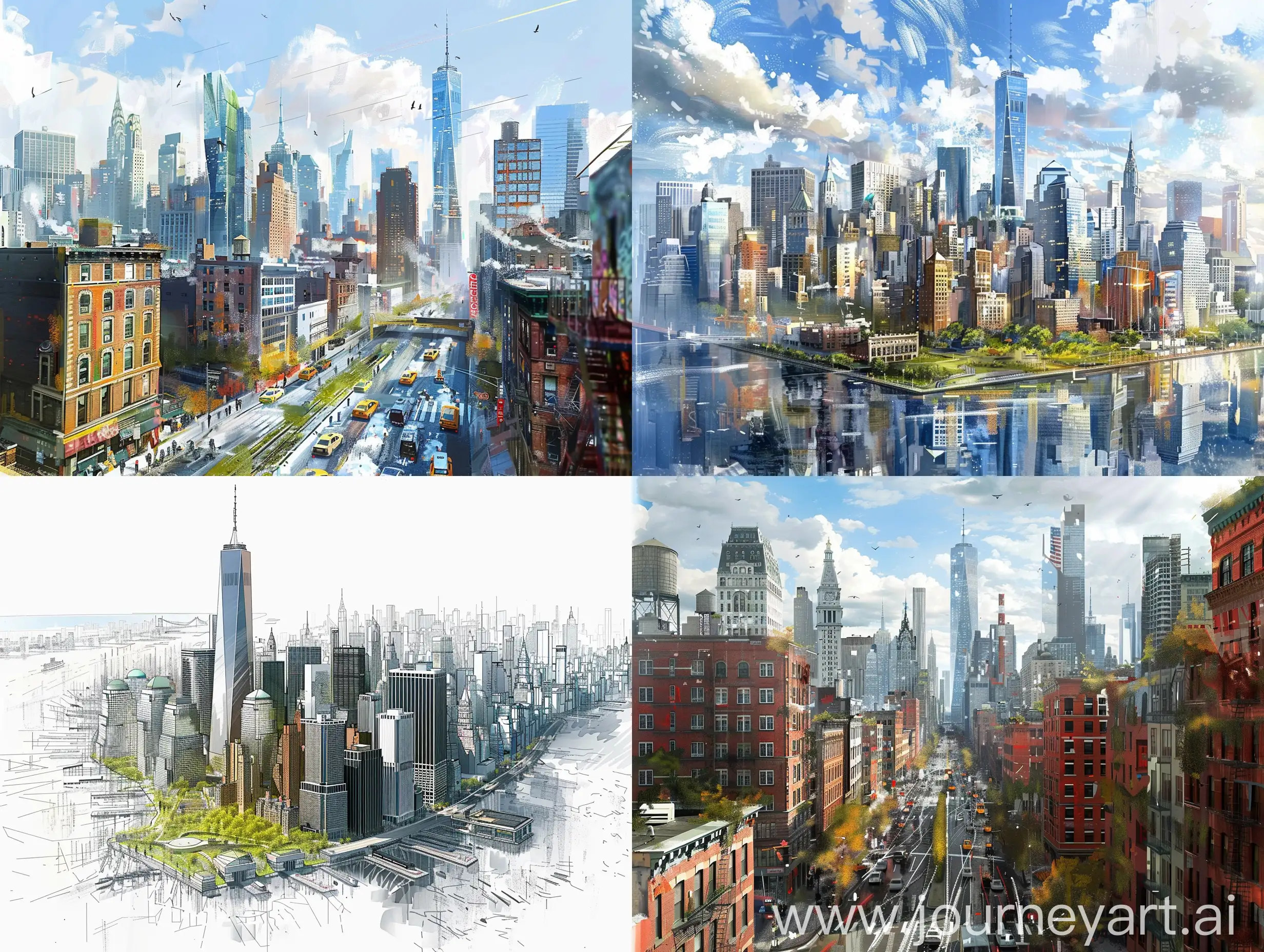 smart city, concept art, new york city,