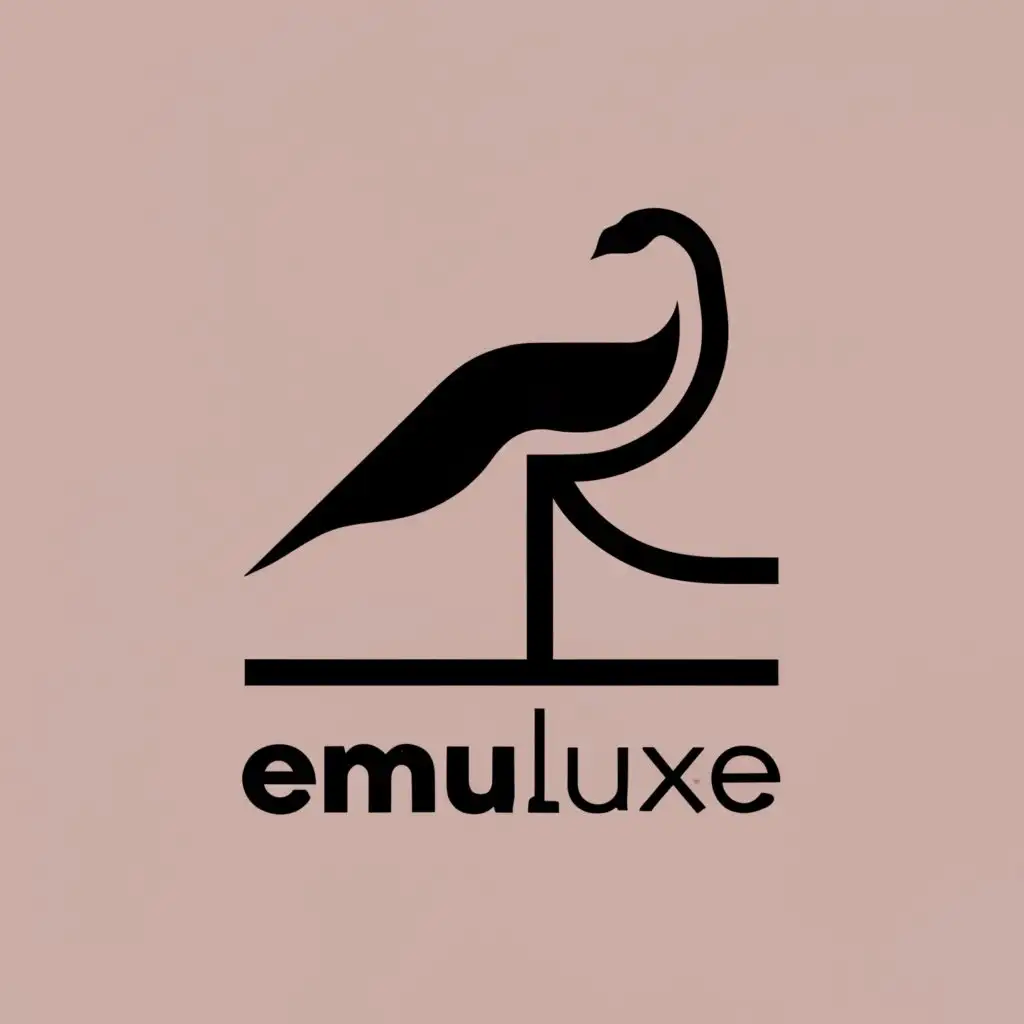 logo, Emu Bird smaller than logo name,logo name must be hight,Use gold and Rose gold colour, pastel colours background logo is for jewellery brand please change font for emu, with the text "Emu luxe", typography, be used in Beauty Spa industry