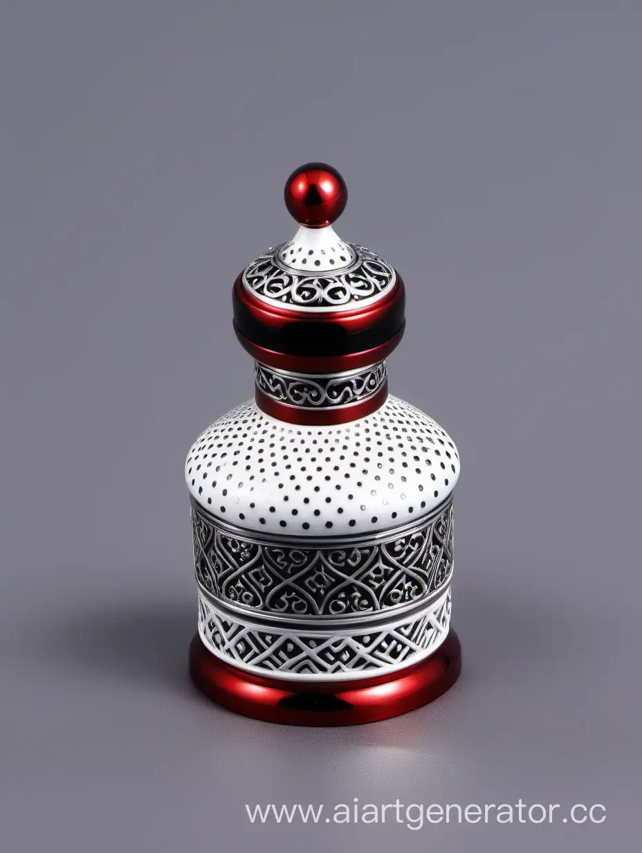 Zamac-Perfume-Ornamental-Long-Cap-with-Arabesque-Pattern-in-Pearl-White-and-Black