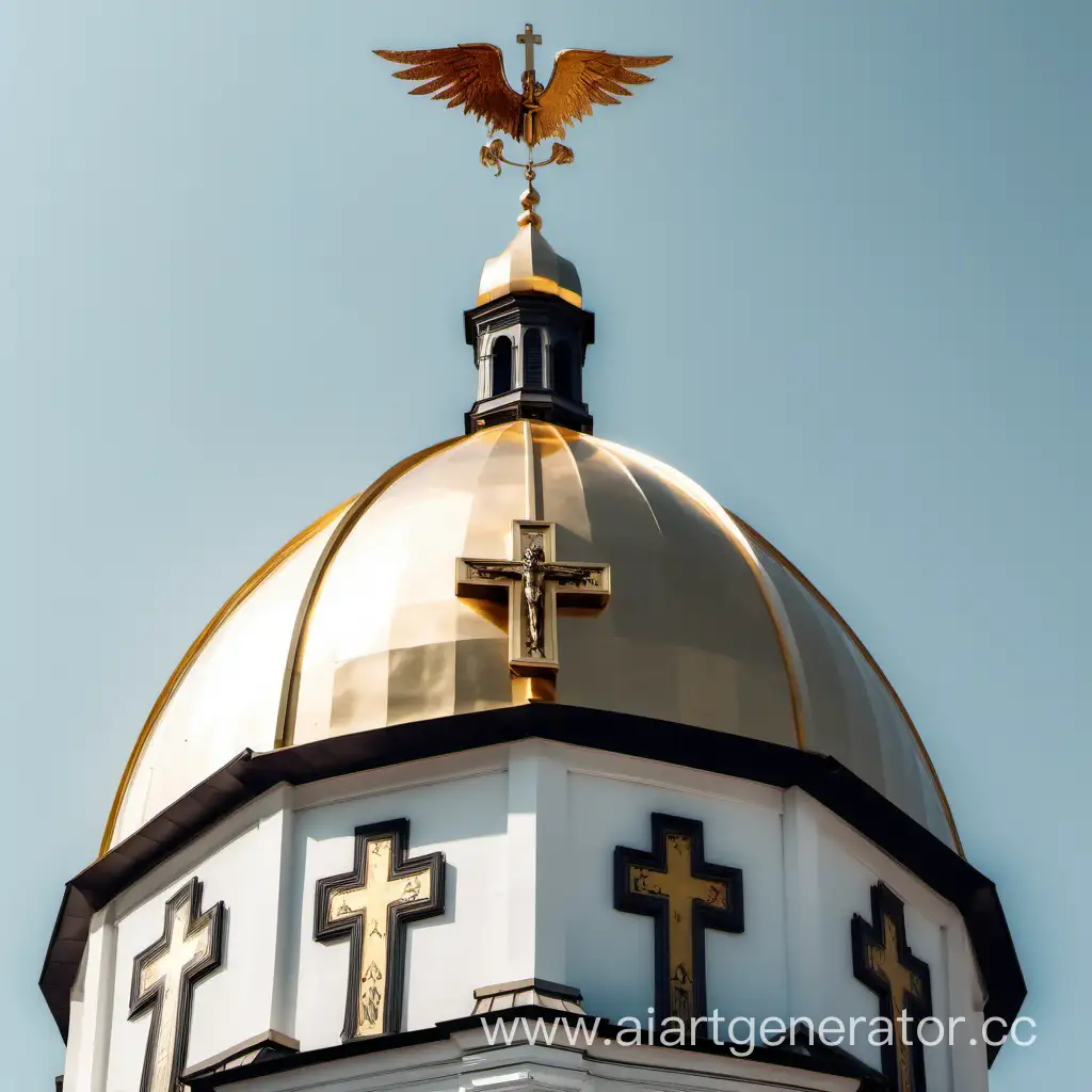 GoldenHooded-Man-with-Winged-Wolf-and-Church-Dome