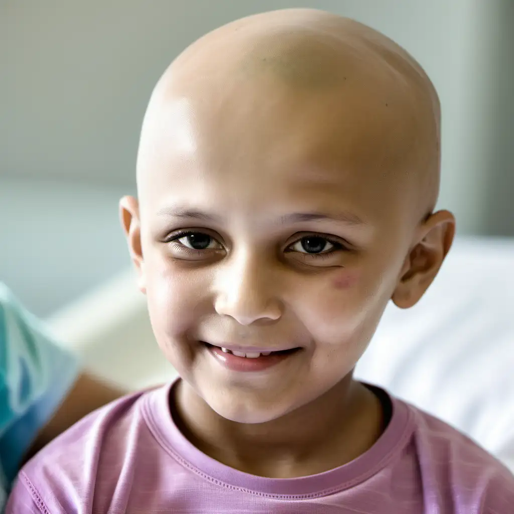 Smiling Child Recovering from Cancer with Blurred Background