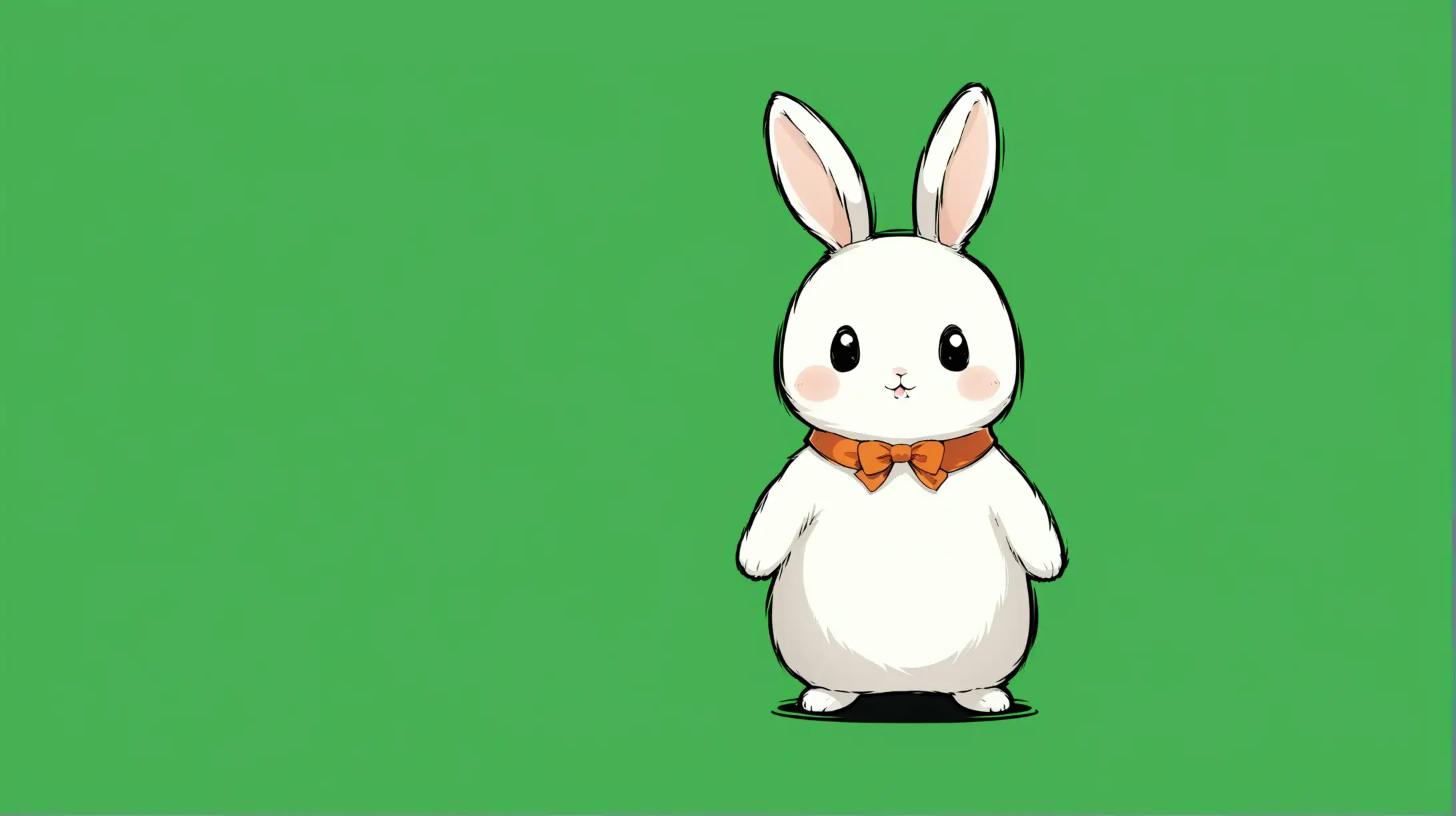 a cute white rabbit, no back ground, no shadow, with green screen background, show the whole body of the character, Madhouse studio