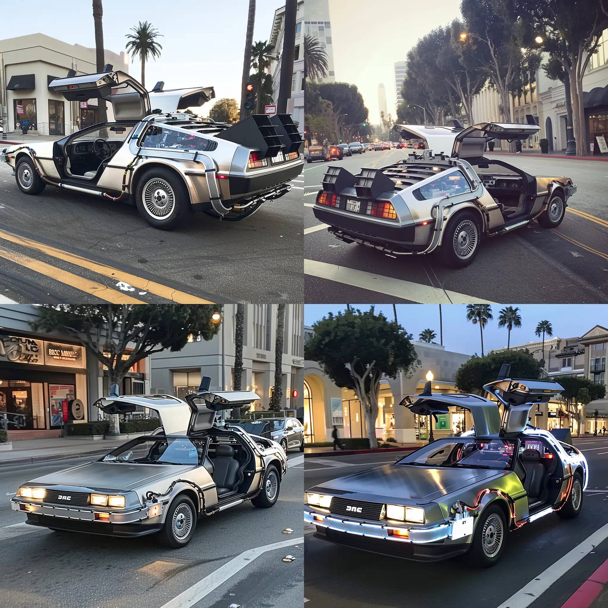 Delorean-Time-Machine-Racing-on-Rodeo-Drive