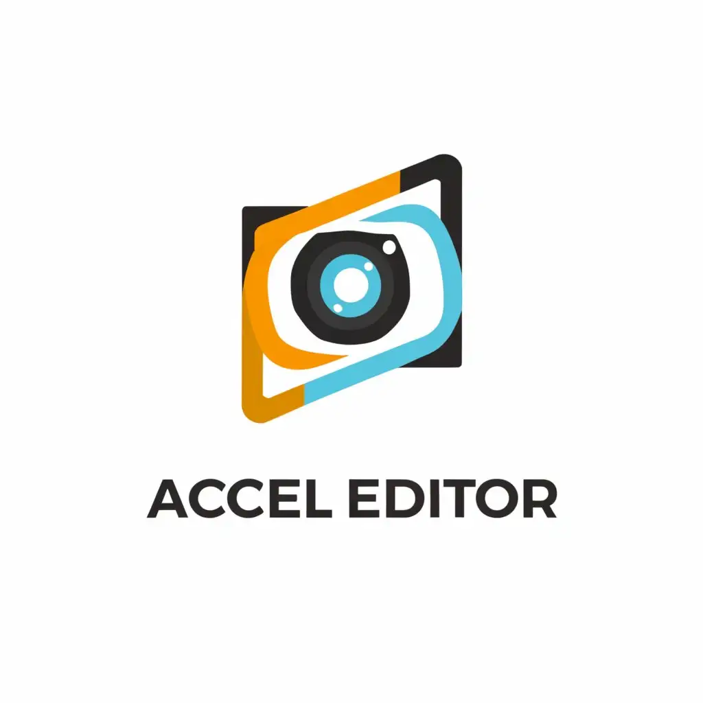 a logo design,with the text "Accel Editor", main symbol:Camera,Moderate,clear background