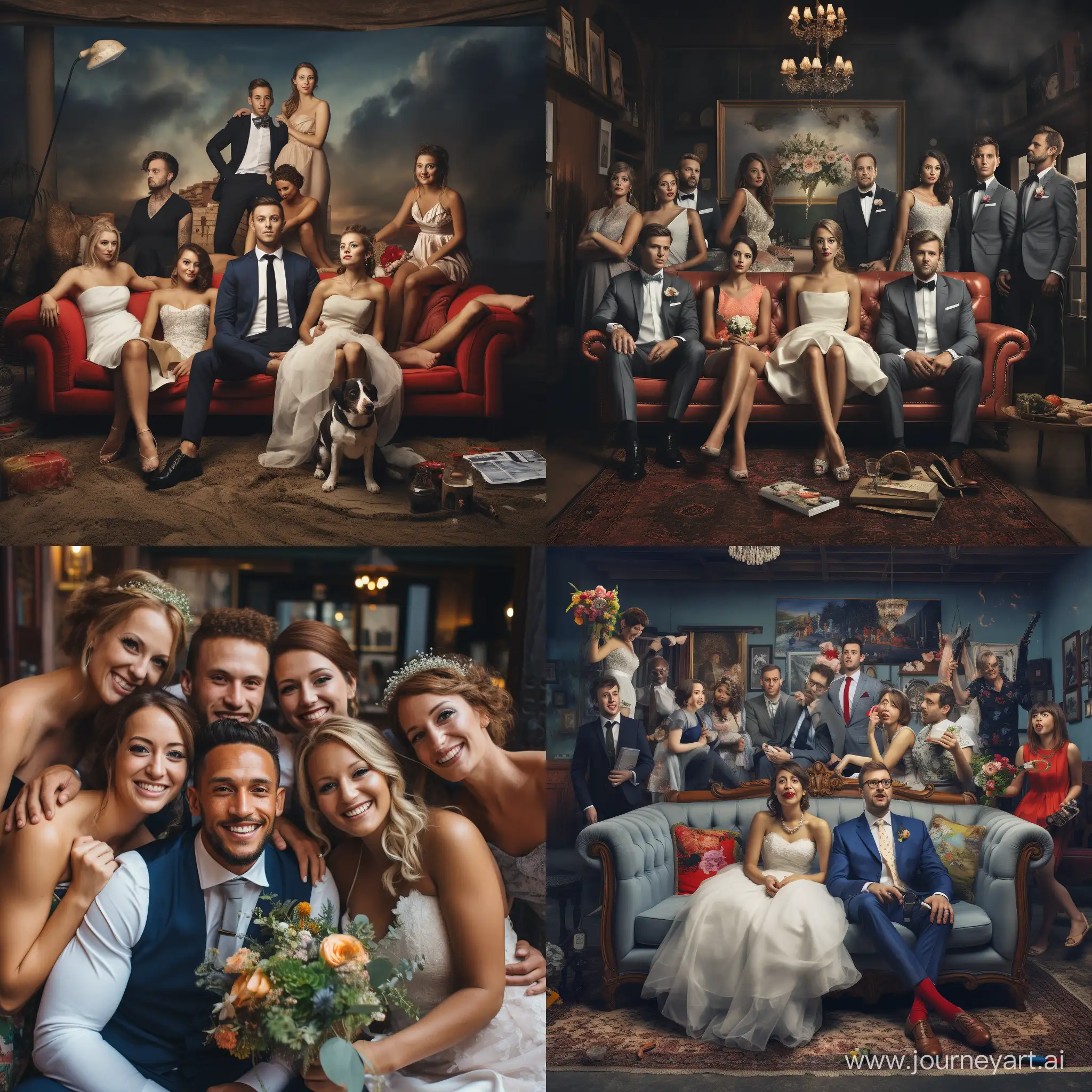 Newlyweds-Celebrating-Love-with-Friends-in-Candid-Photograph