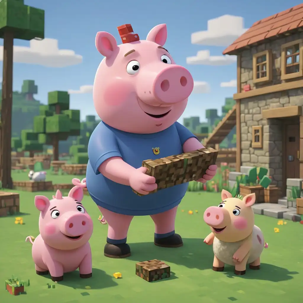 Peppa Pig Playing Minecraft Fun Adventures in the Pixelated World