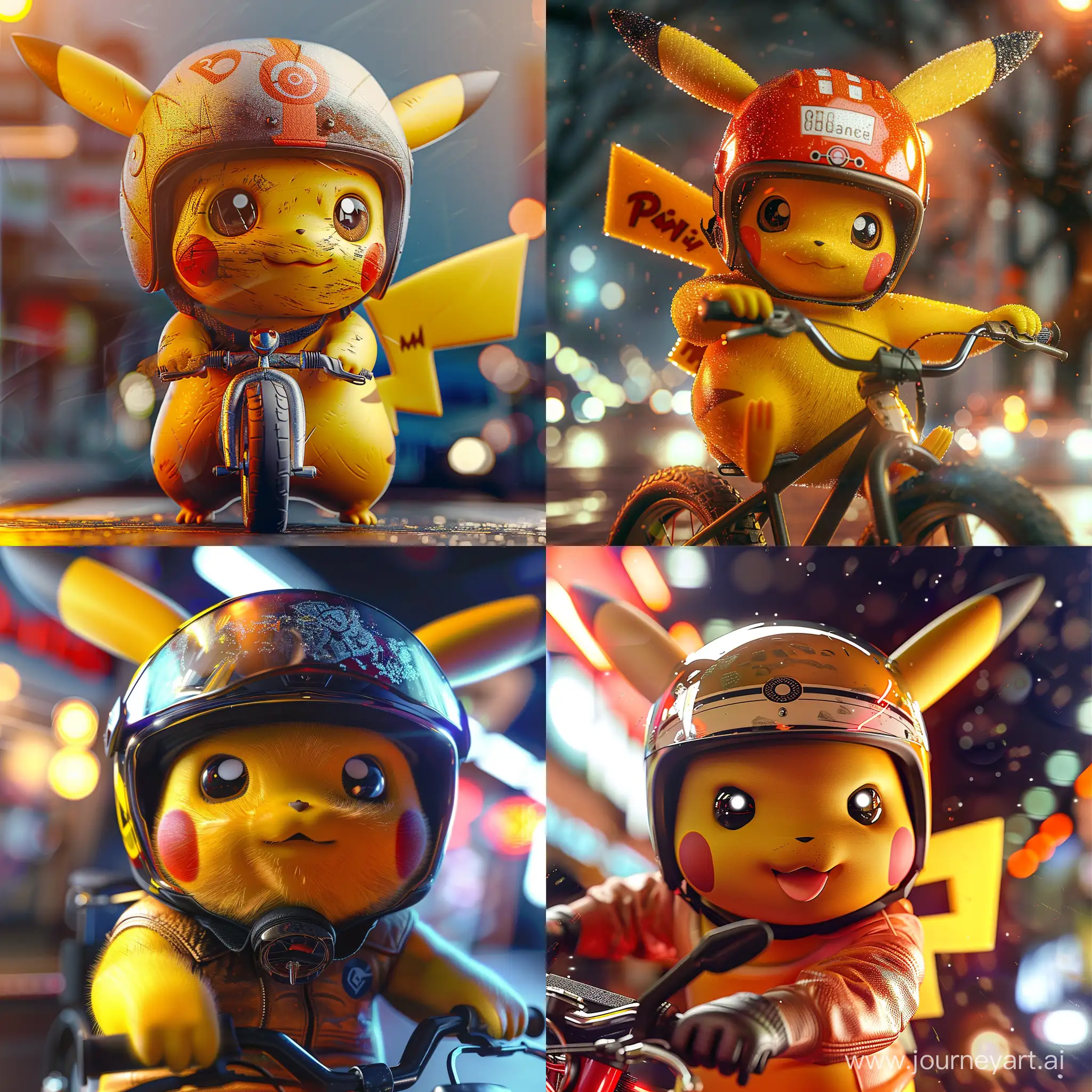 Pikachu-Biker-with-Crash-Helmet-Macro-Lens-Photorealistic-Image