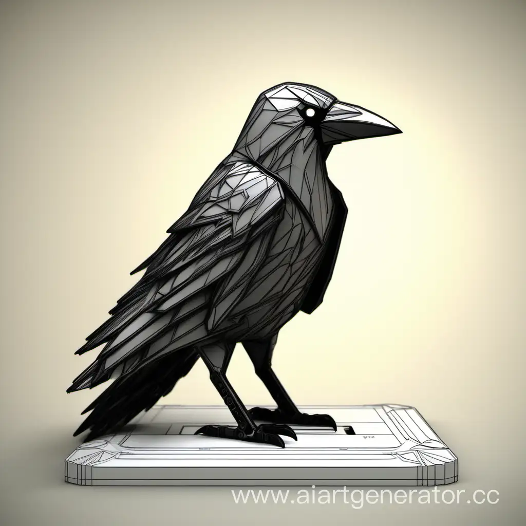 Intricate-3D-Printed-Crow-Sculpture-Showcase