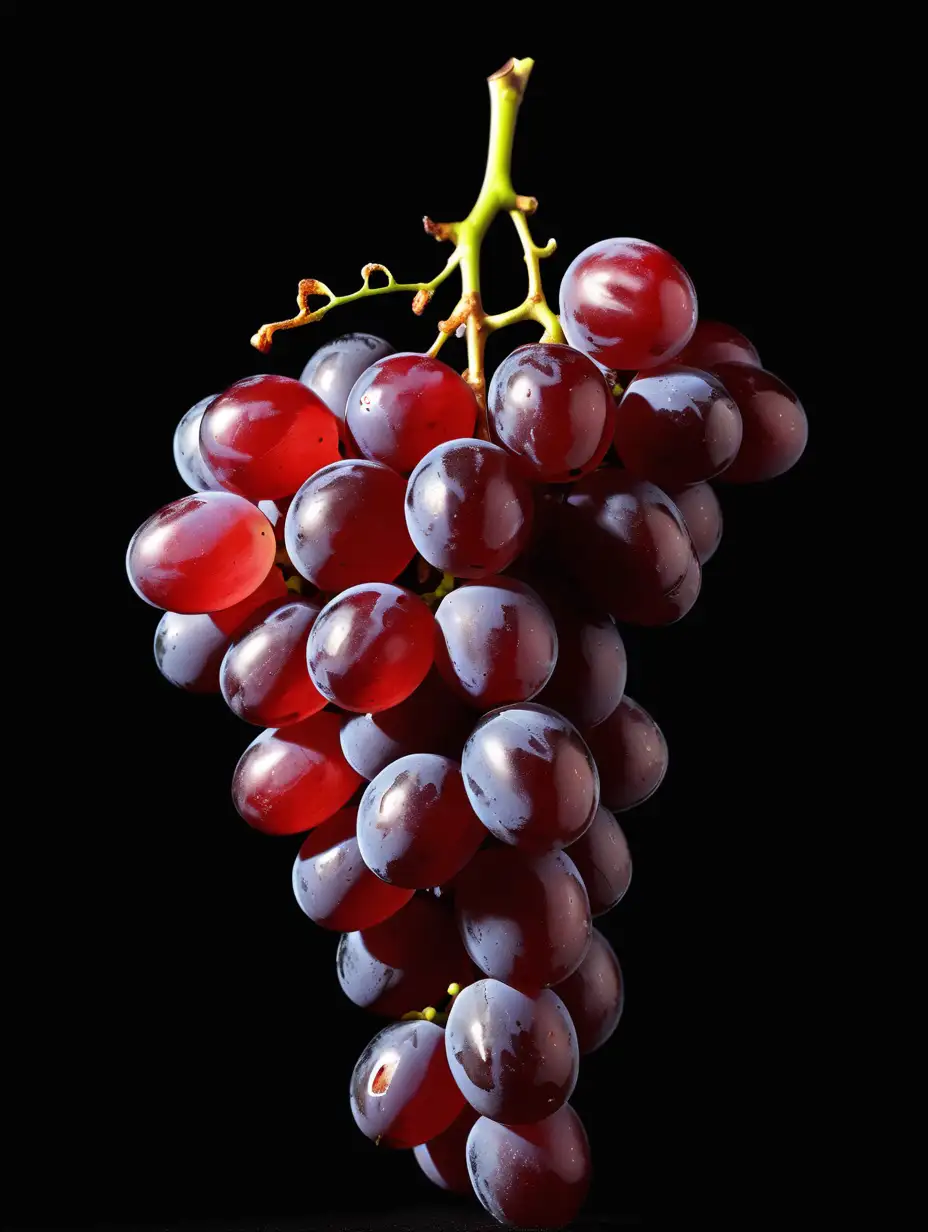 Luscious Red Grapes on a Dramatic Black Background