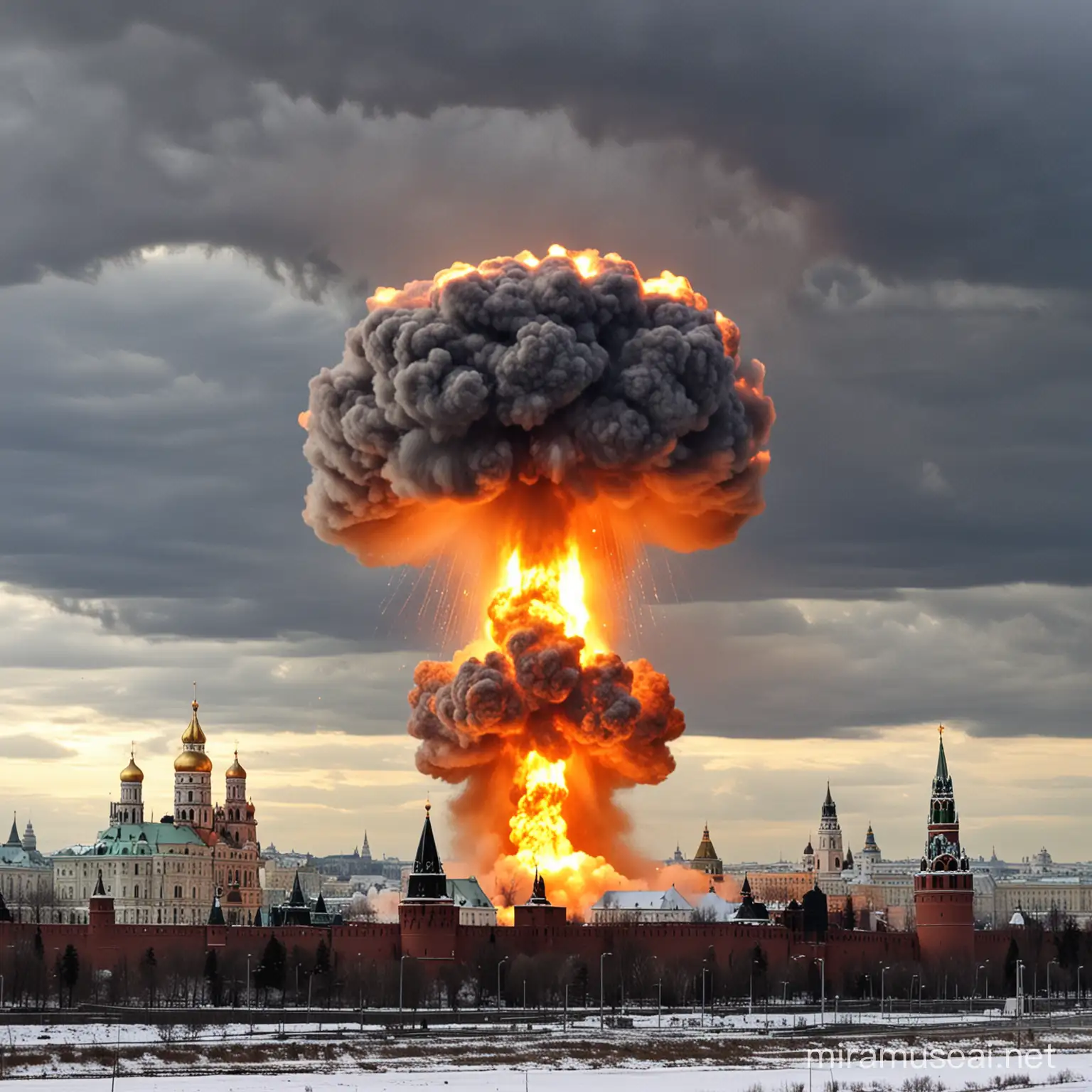 Explosive Nuclear Atomic Bomb Detonation at the Kremlin