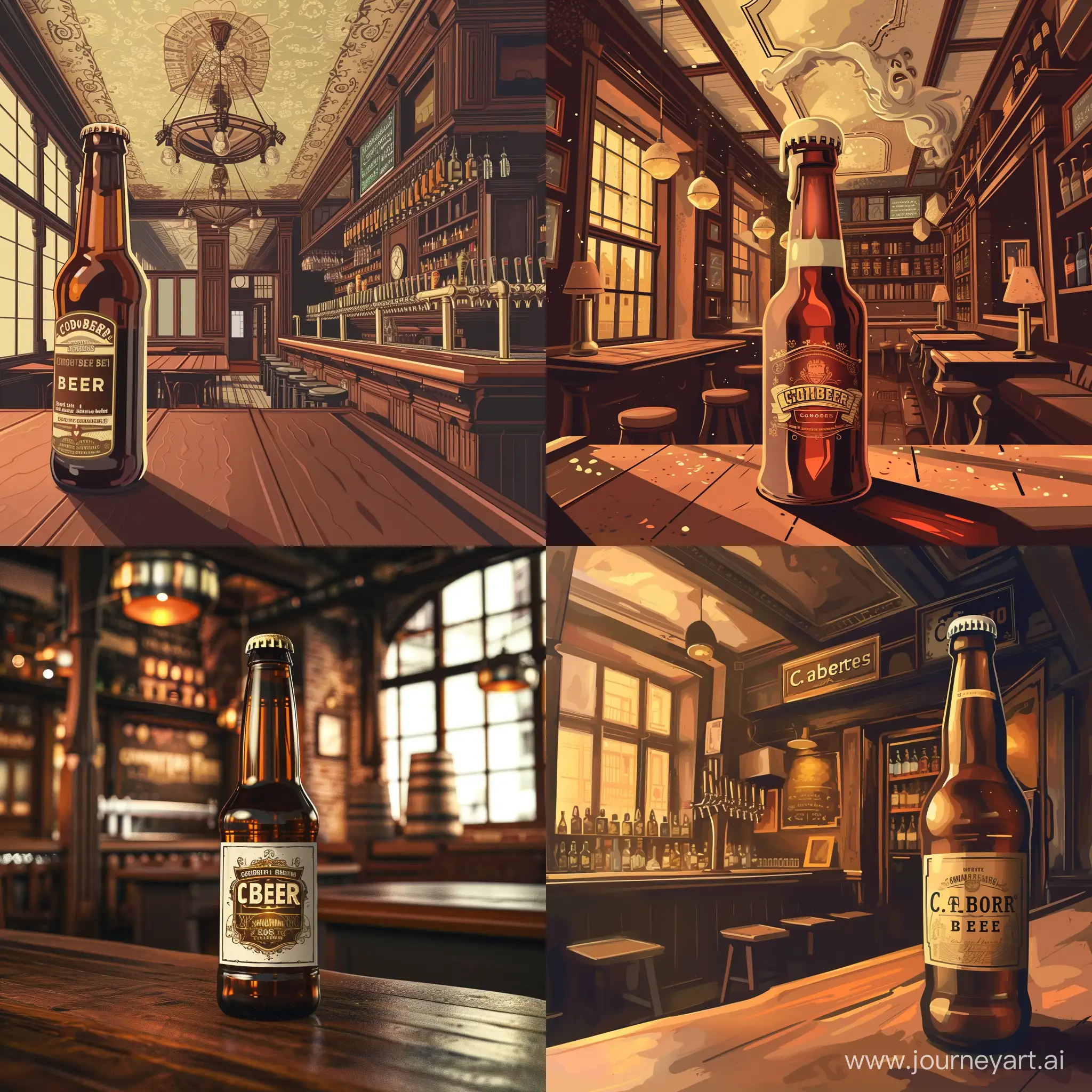 stwórz grafikę która może być etykietą na butelkę piwa, niech zawiera motyw wnętrza starego pubu, niech widnieje na niej nazwa piwa: piwo kolońskie