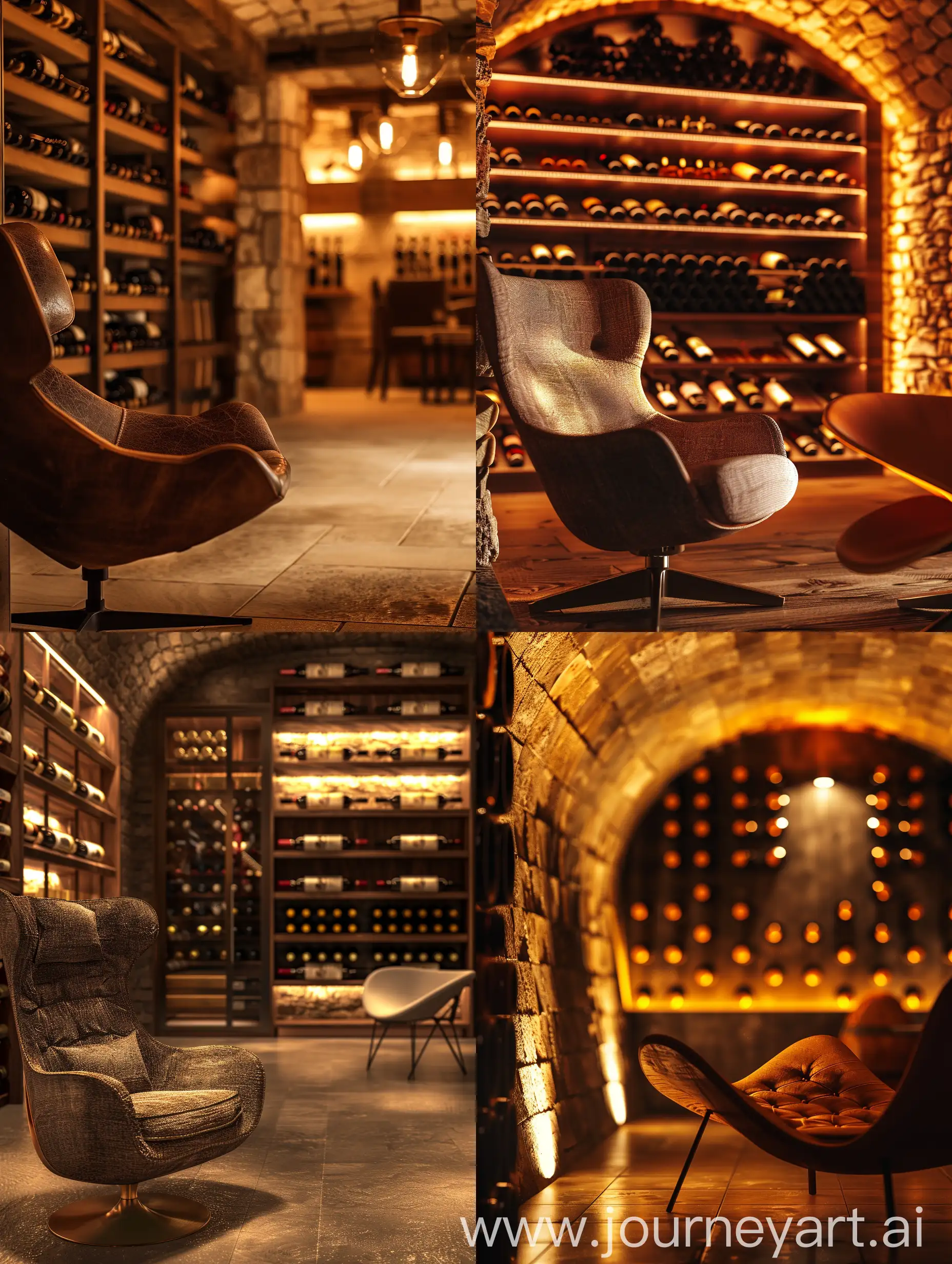 Cozy-Wine-Cellar-with-Designer-Chair