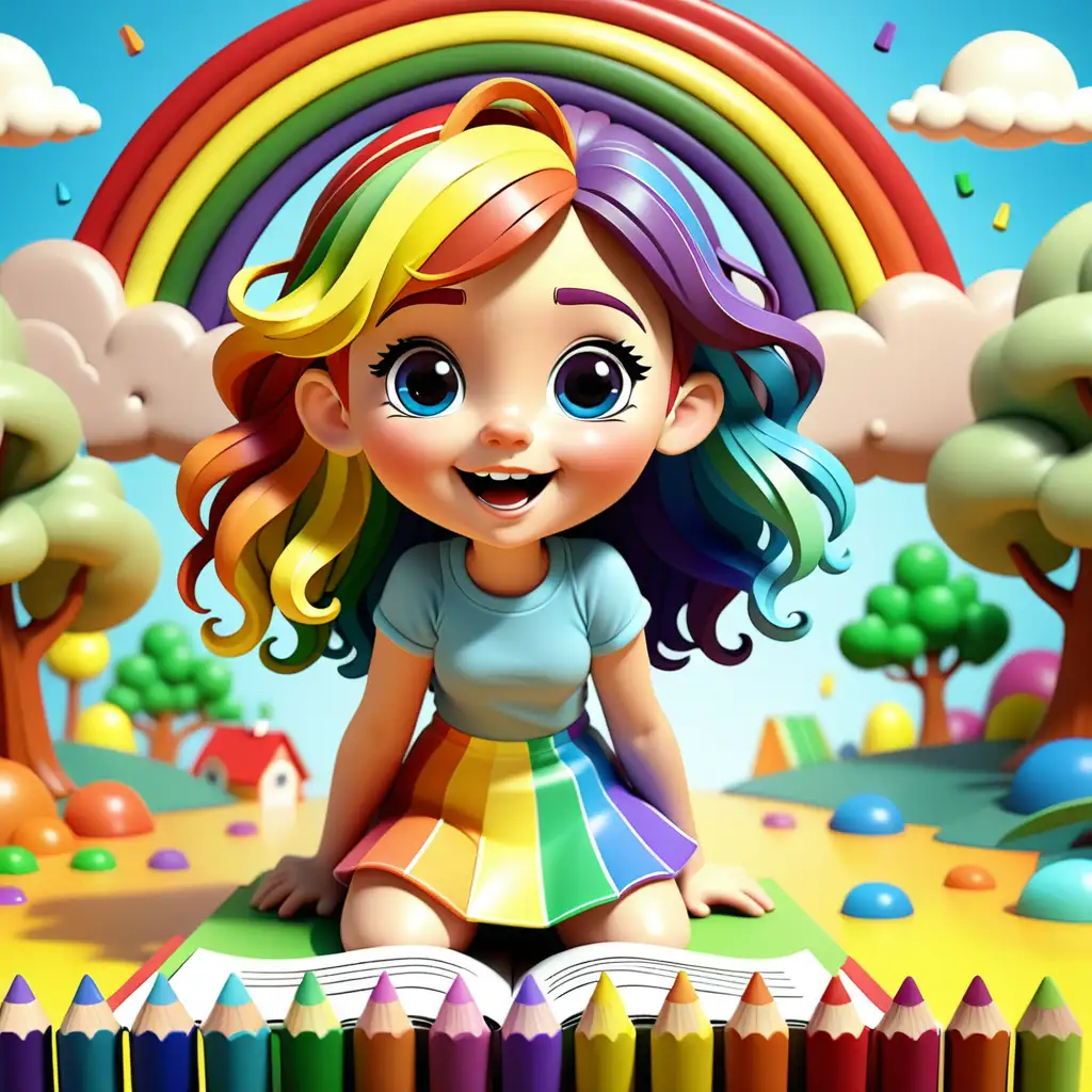 Colorful Rainbow Illustration for Childrens Coloring Book Back Cover