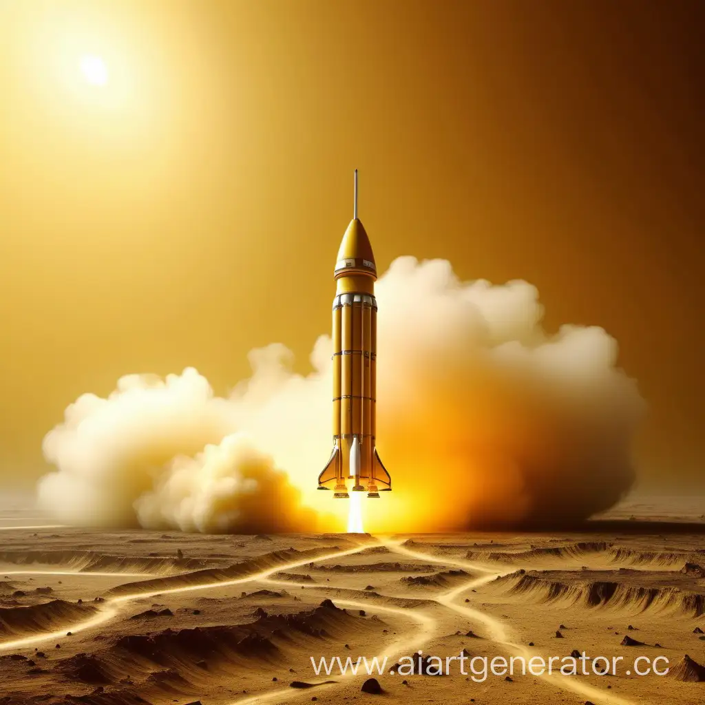 Space-Rocket-Landing-Capsule-in-Yellow-Corrosive-Atmosphere-on-Venus