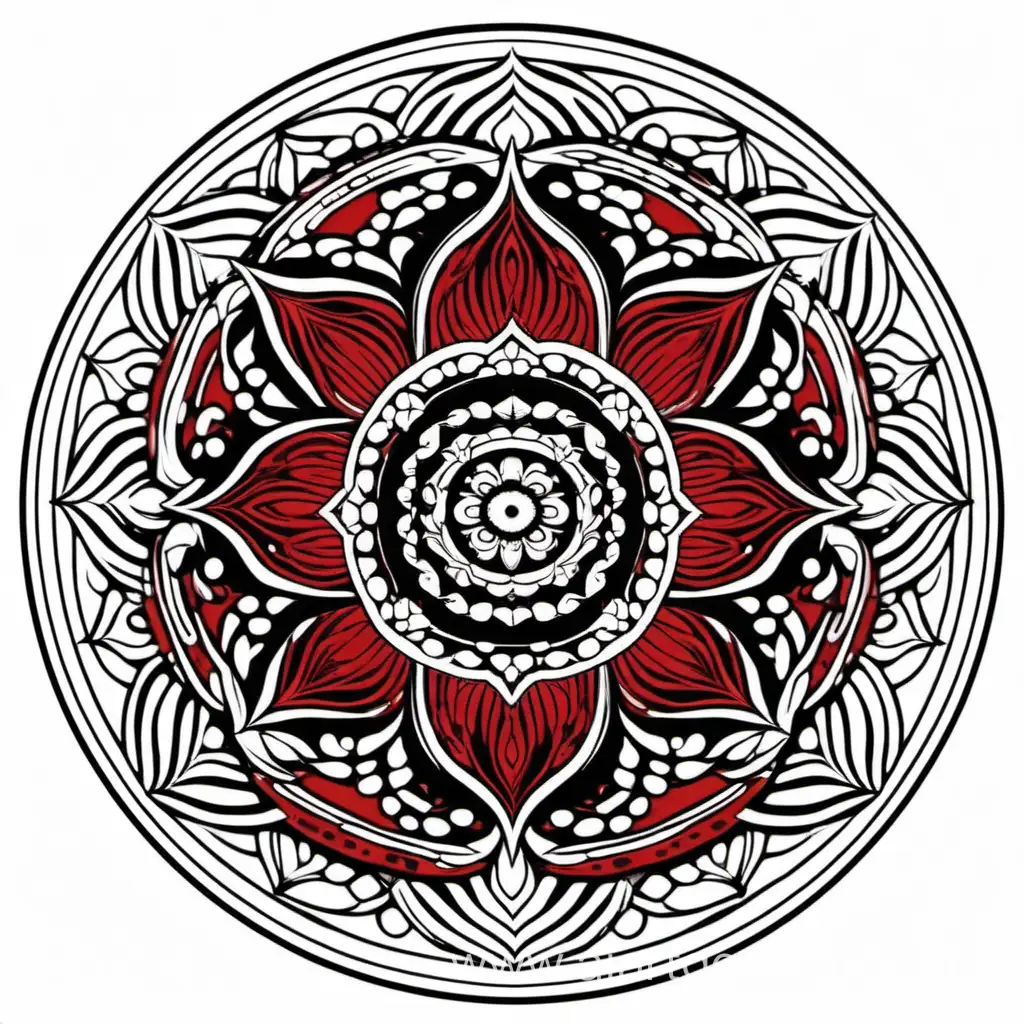 Simple vector of a mandala art red and black.
