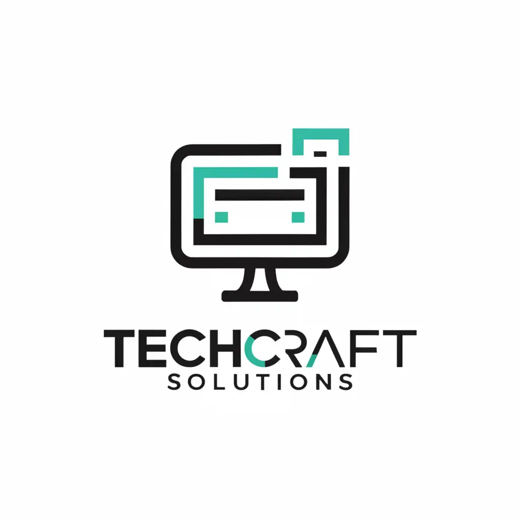 a logo design,with the text "TechCraft Solutions", main symbol:Computer,Minimalistic,be used in Internet industry,clear background
