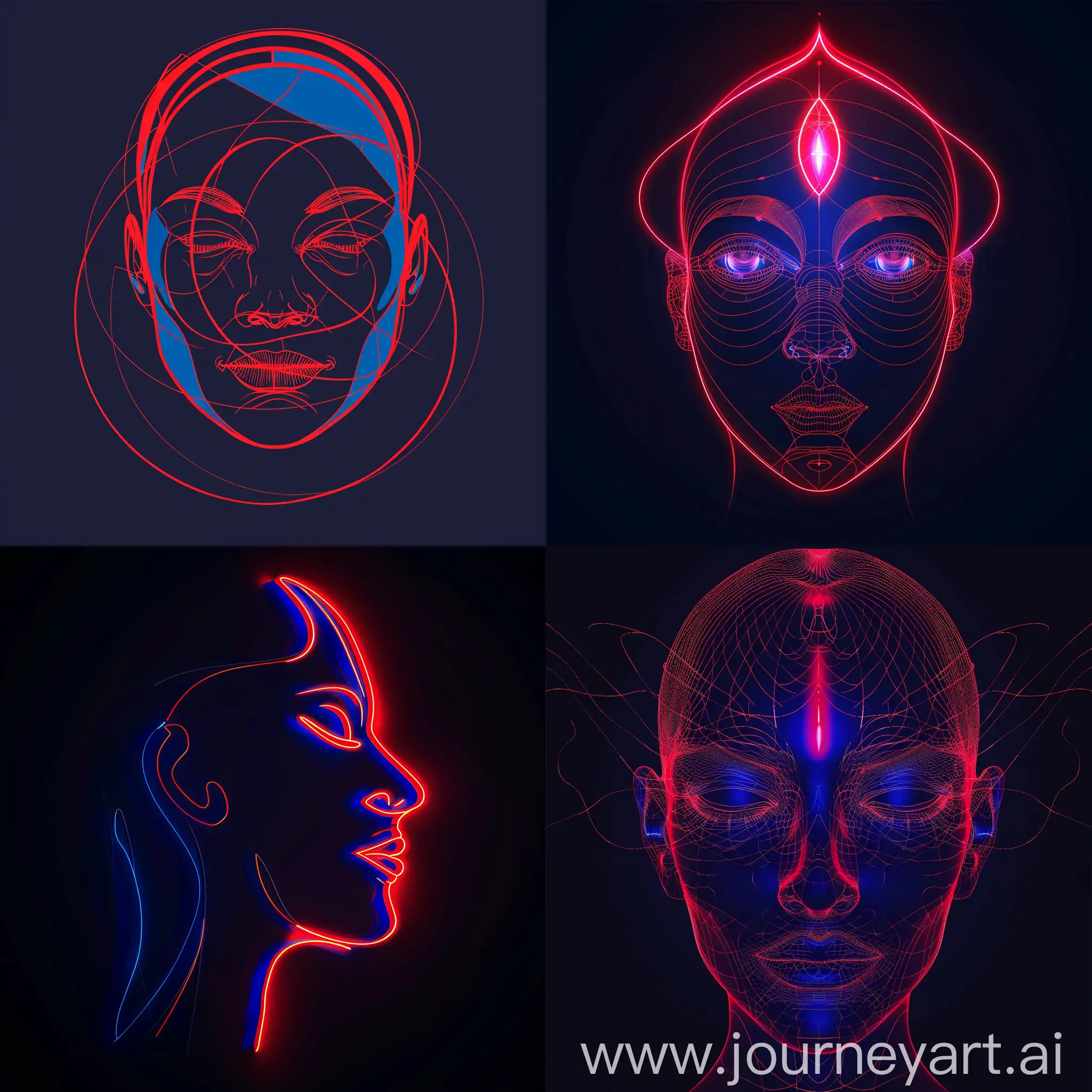 Mystical-Wisdom-Red-and-Blue-Logo-with-Rational-Lines-and-Sacred-Faces