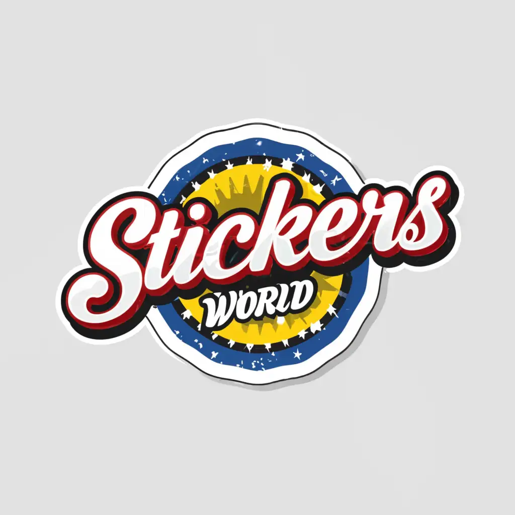 a logo design,with the text "Stickers World", main symbol:dealer
stickers,Moderate,clear background
