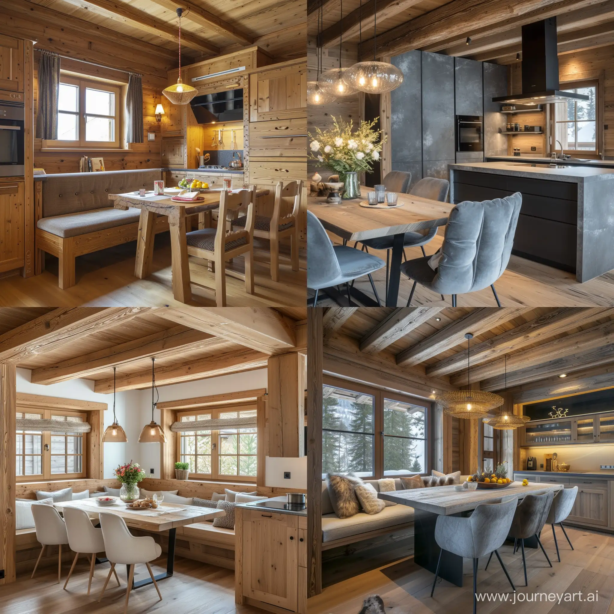 Cozy-Chalet-Kitchen-Dining-Area-with-Rustic-Charm