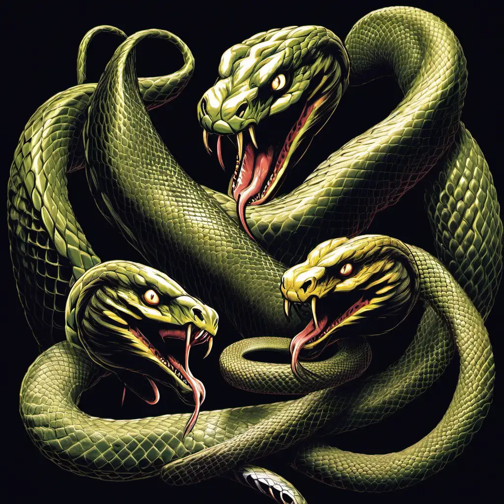 Three Ferocious Snakes in a Jungle Habitat | MUSE AI