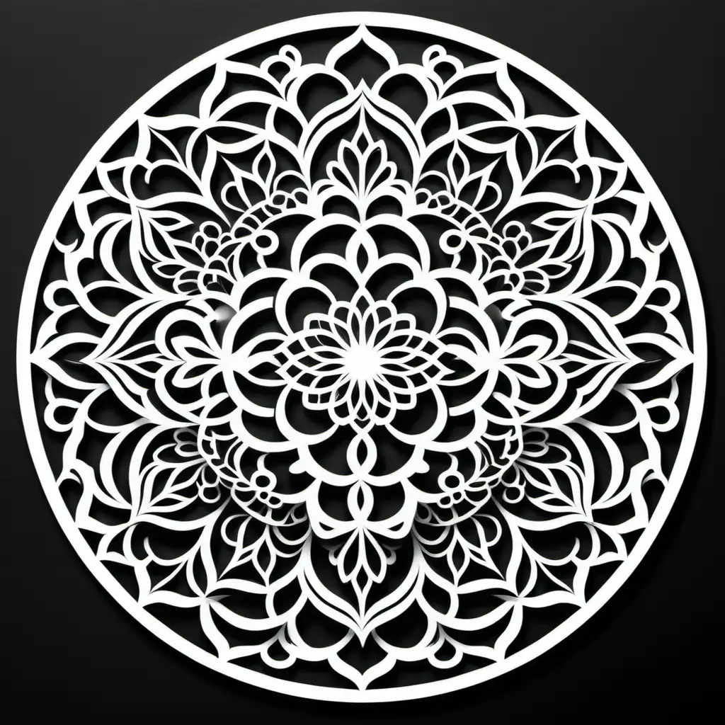 japan, mandala, vector art, multilayer design for laser cut, simple, black and white, the colors only used #000000 and #ffffff