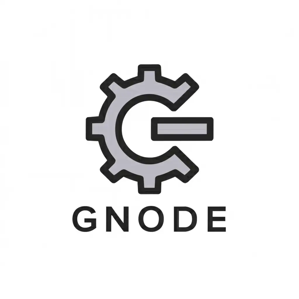 a logo design,with the text "Gnode", main symbol:Gear shaped like a G,Minimalistic,be used in Technology industry,clear background