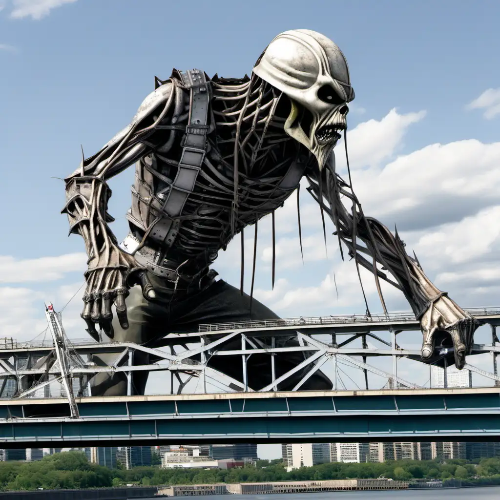 Eddie from Iron Maiden Demolishing Champlain Bridge in Montreal