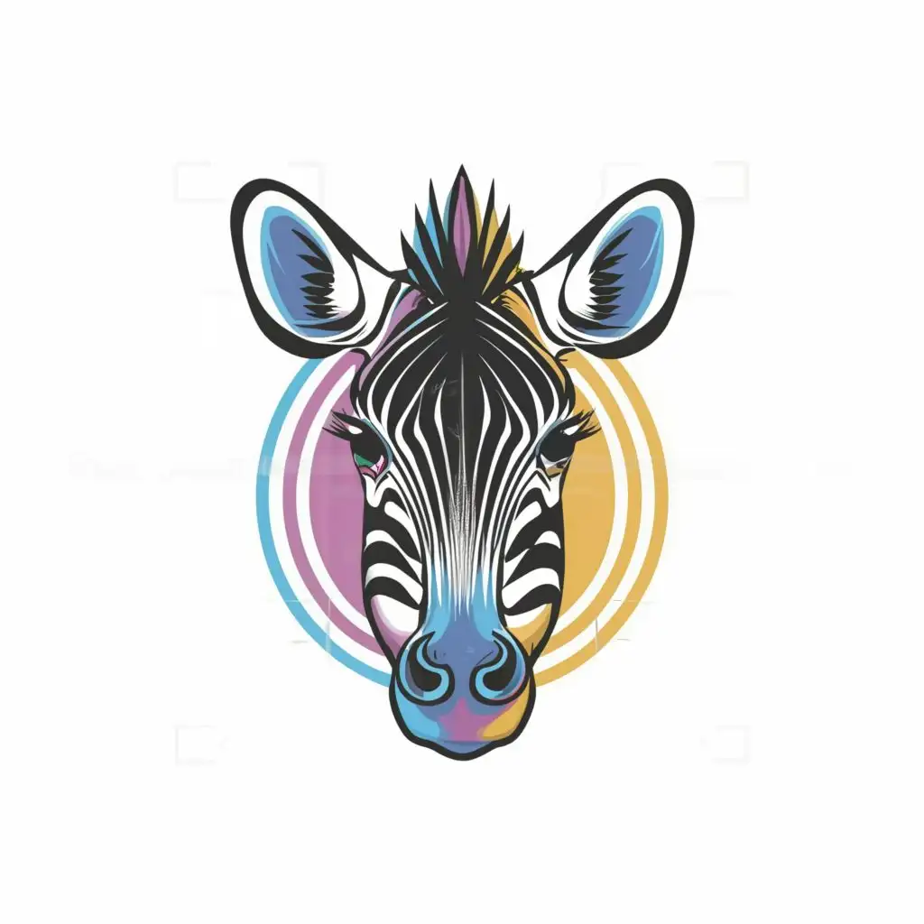 logo, logo t-shirt vector design, Surealistic zebra, white background    no words, ultra Detailed, white background, contour, ultra sharp narrow outlined image,  ultra detailed, no jagged edges, vibrant neon colors, with the text "
.
", typography