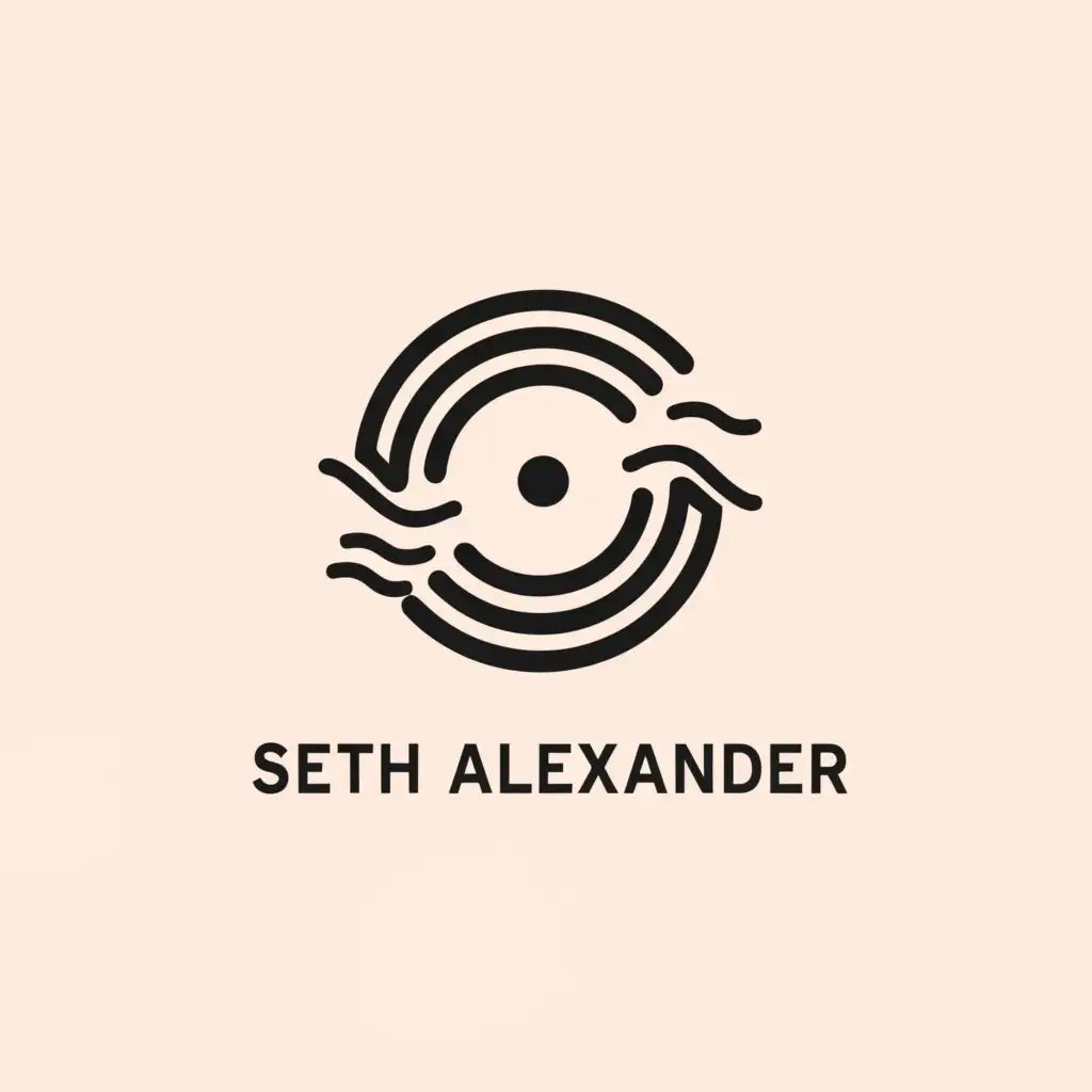 a logo design,with the text "Seth Alexander", main symbol:a Vinyl Record,Minimalistic,clear background