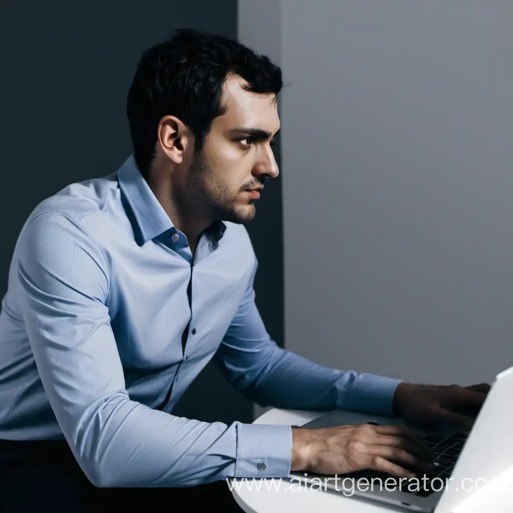 Focused-Man-Working-on-Laptop